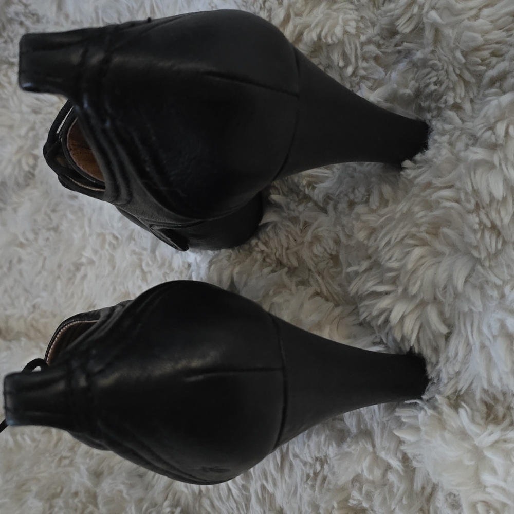Frye Ava Oxford Heels Lace-up Leather Booties Boot Black Size 10 - Picture 7 of 11